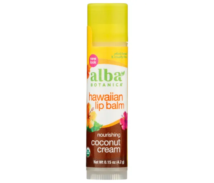 Alba Botanica - Lip Balm Coconut Cream, 0.15 Oz - Pack of 24