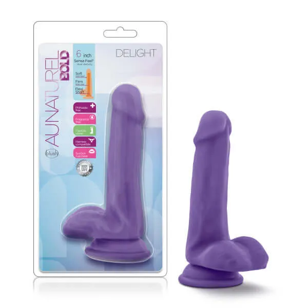 Au Naturel Bold Delight 6 inches Dildo Purple from Blush Novelties