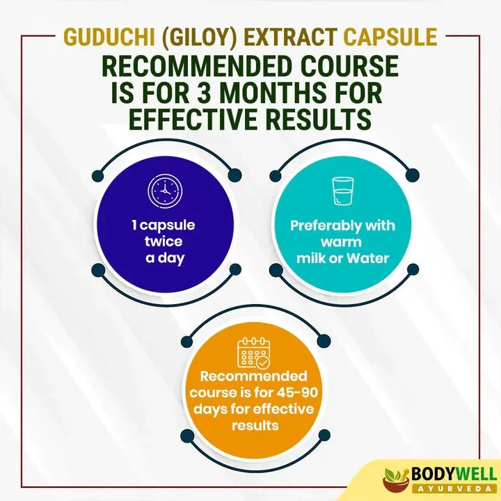 Bodywell Ayurveda - Giloy Pure Extract Capsule | Antioxidant Properties | Boosts Immunity | Improves Digestion| 500mg