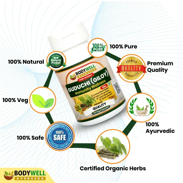 Bodywell Ayurveda - Giloy Pure Extract Capsule | Antioxidant Properties | Boosts Immunity | Improves Digestion| 500mg