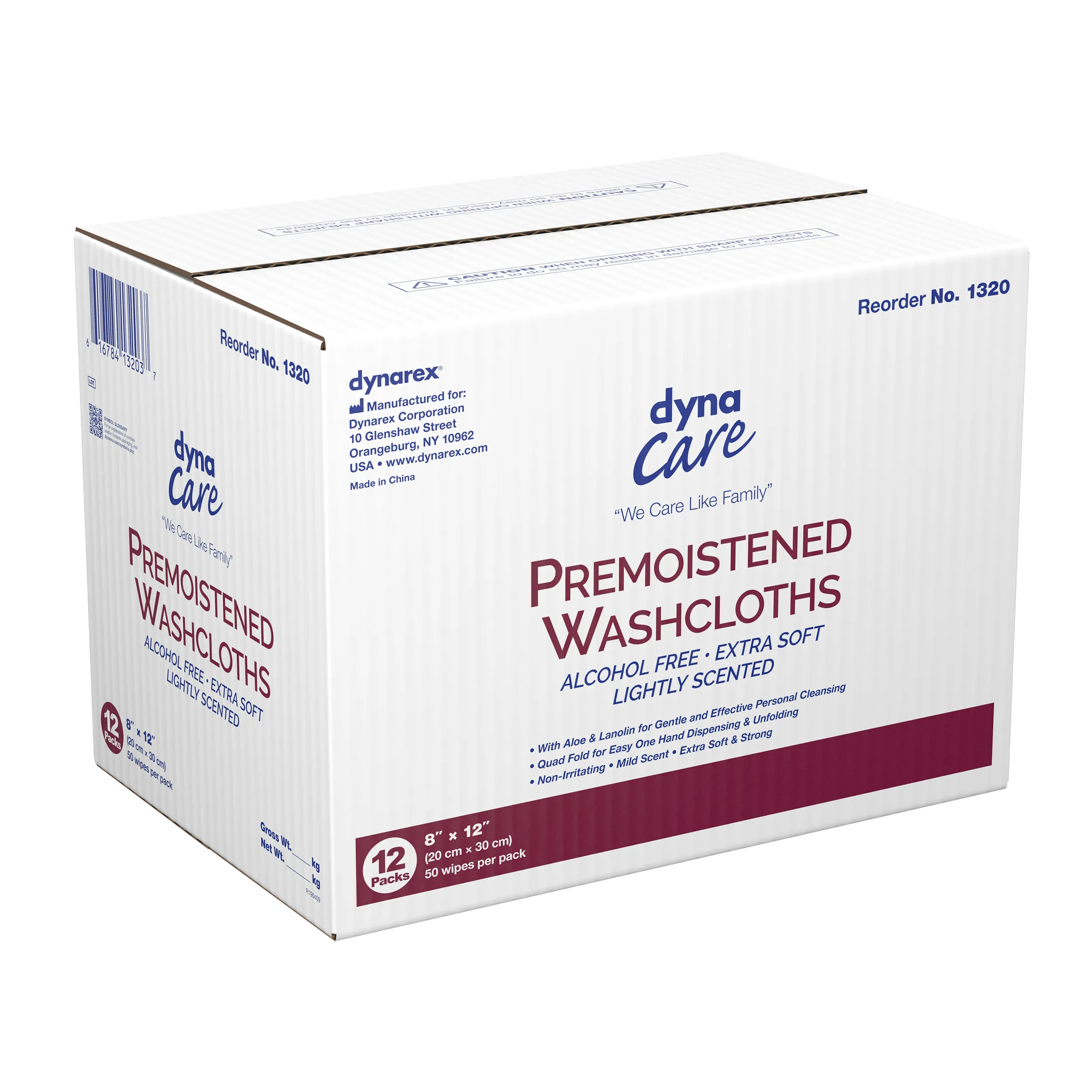 Dynarex - Premoistened Adult Washcloths, 8" x 12" - soft pack refills