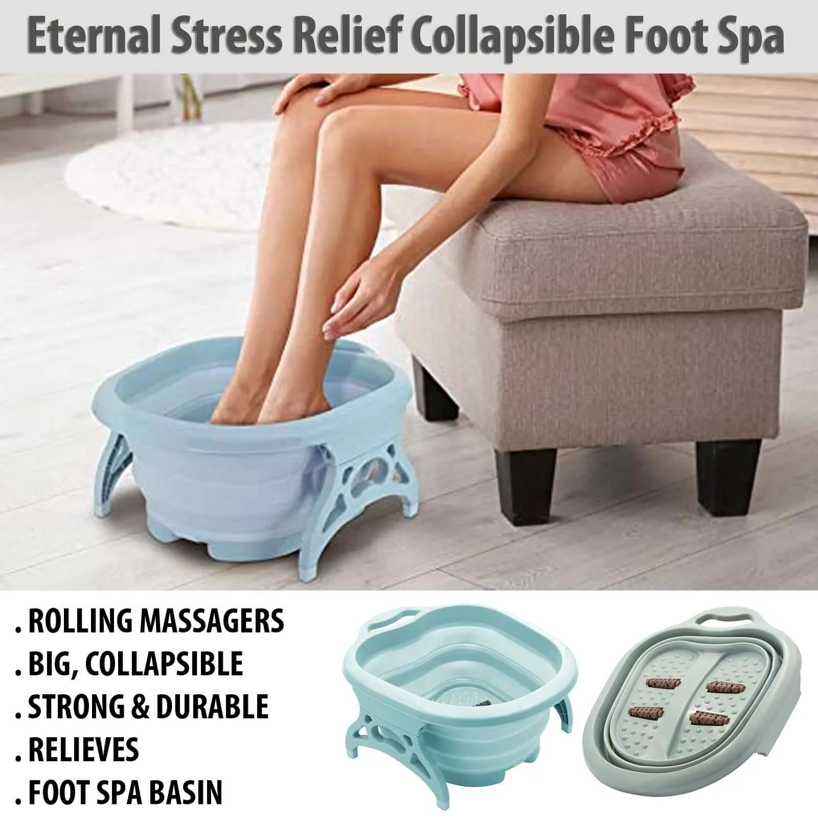 Eternal Stress Relief Collapsible Foot Spa - Blue