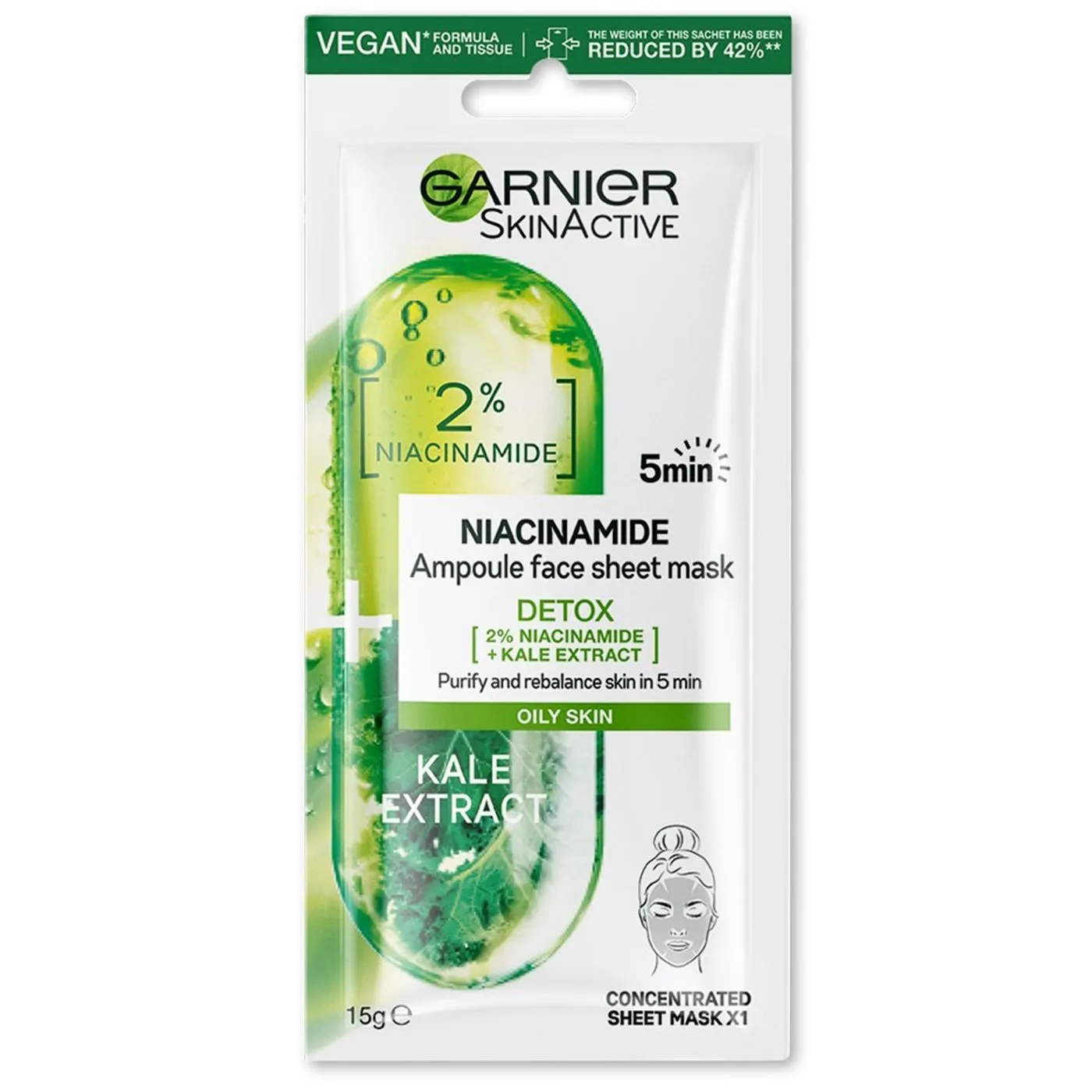 Garnier Skin Active Hyaluronic Acid 5 Min Kale Mask 15 GM