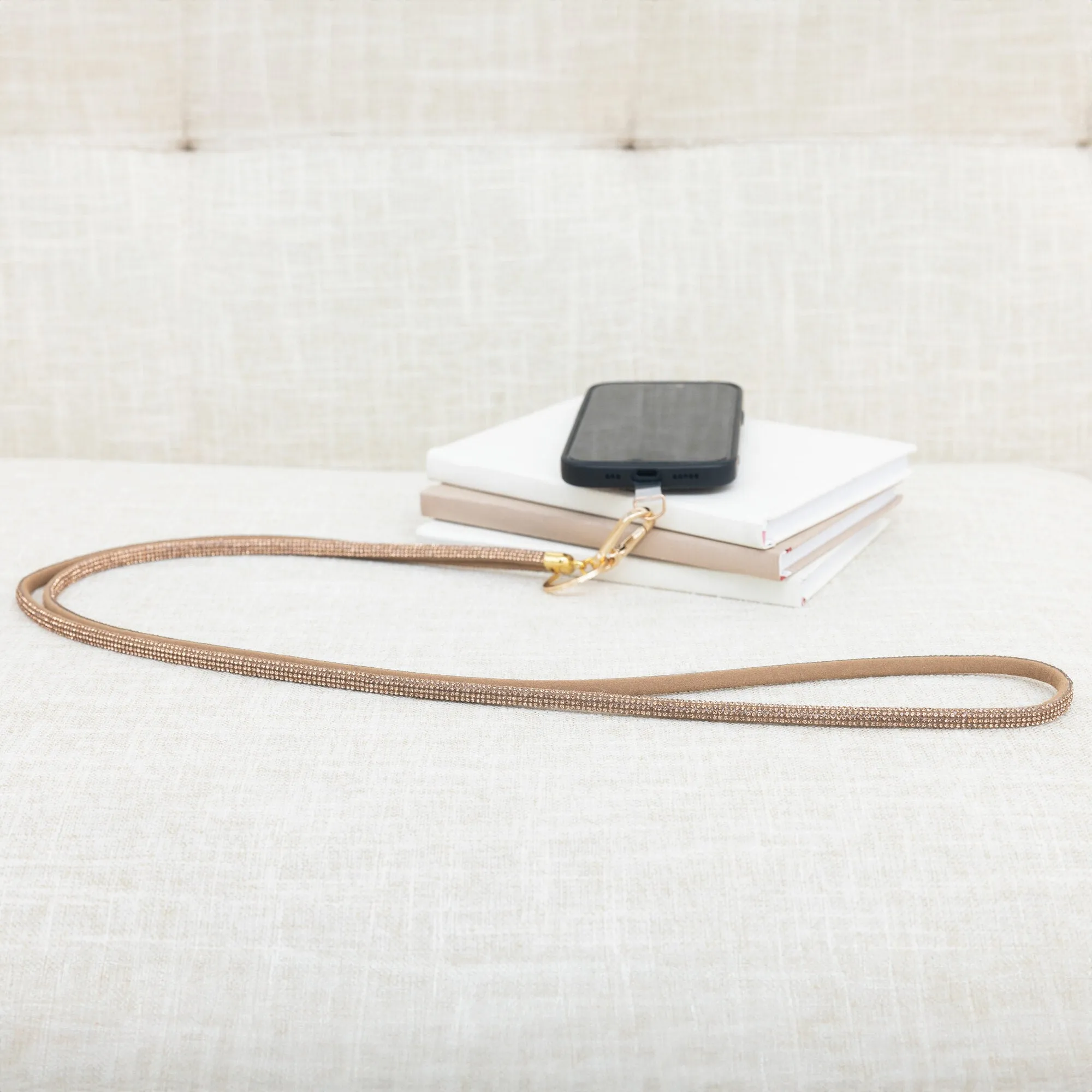 Gold Crossbody Soft Gemmed Phone Lanyard