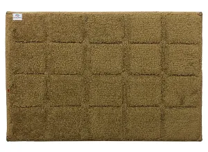 Heart Home Square Design Soft, Lightweigth Velvet Doormat/Floor Mat (Brown)