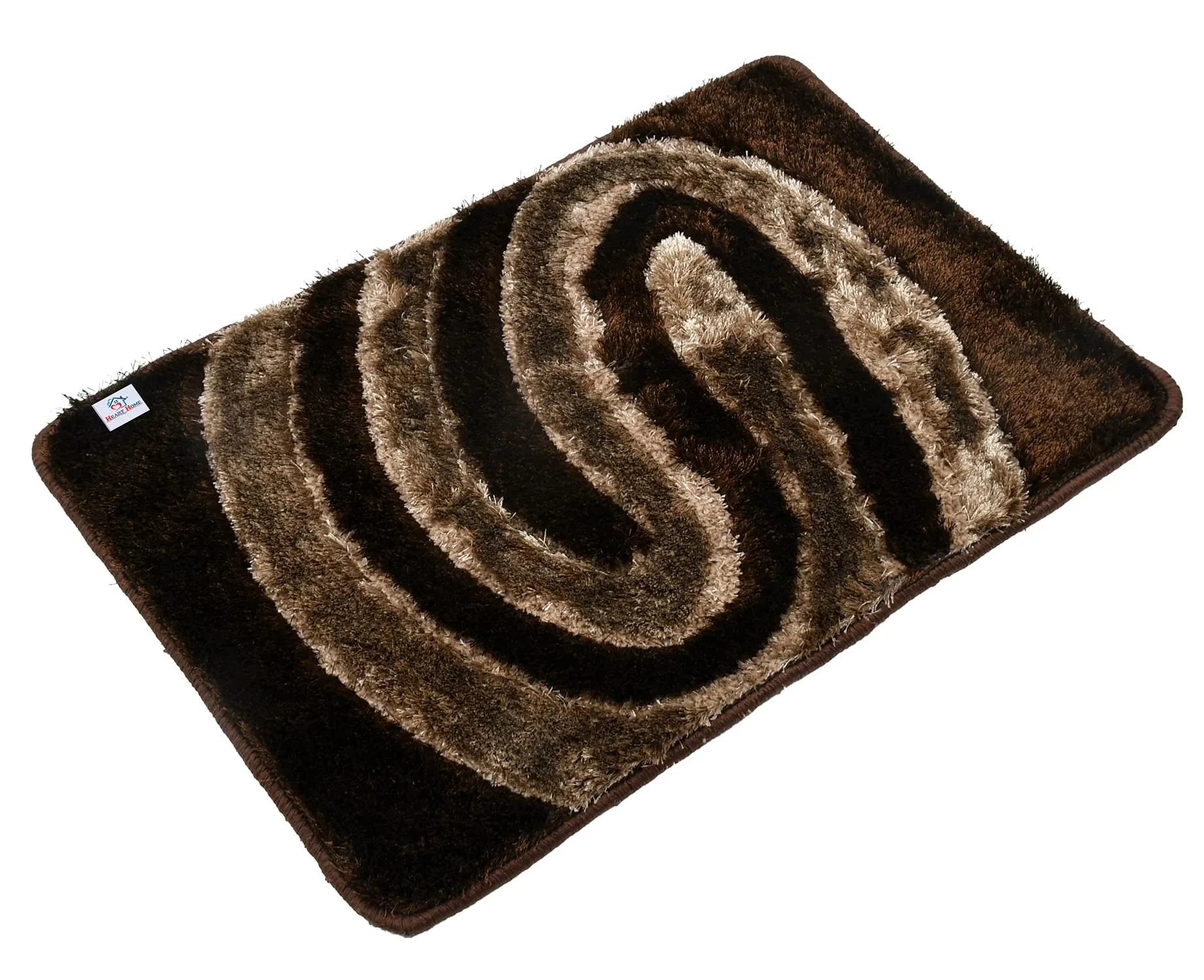 Heart Home Wave Design Soft, Lightweigth Velvet Doormat/Floor Mat (Brown)