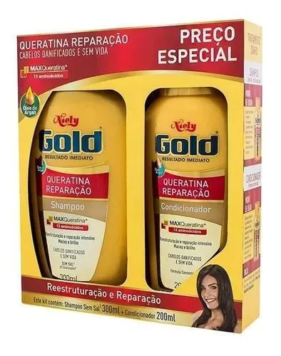 Kit Niely Gold Shampoo E Conditioner Max Keratina V - Niely Gold