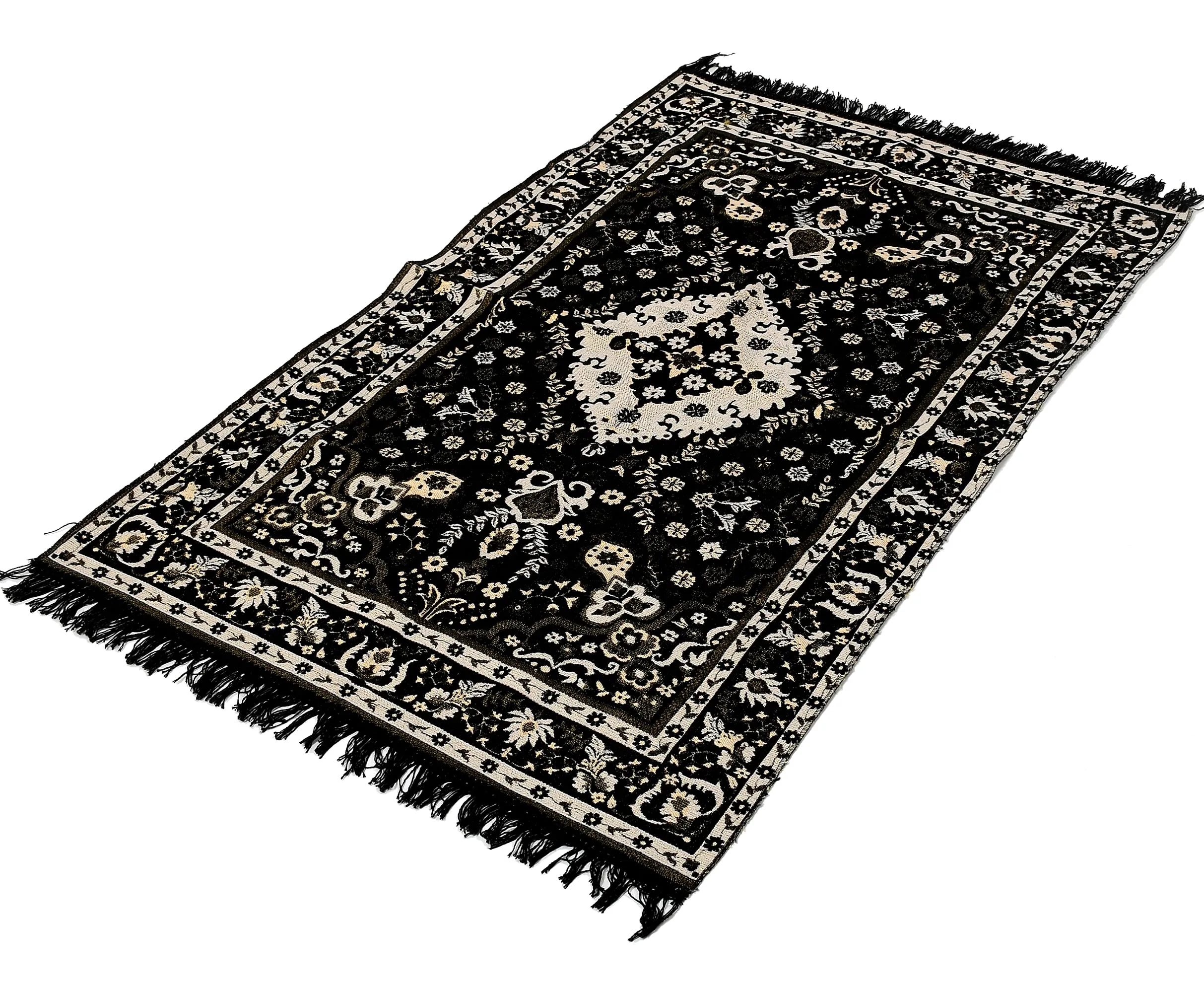 Kuber Industries Velvet Super Soft Area Rugs Silky Smooth Bedroom Carpet (4.5 x 3 Feet, Black, Standard, HS_36_KUBMART019564)