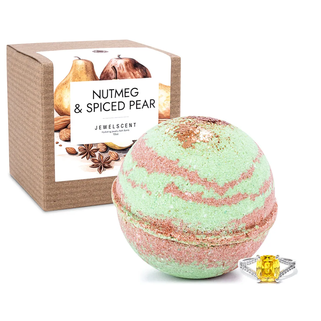 Nutmeg & Spiced Pear 10oz Jewelry Bath Bomb