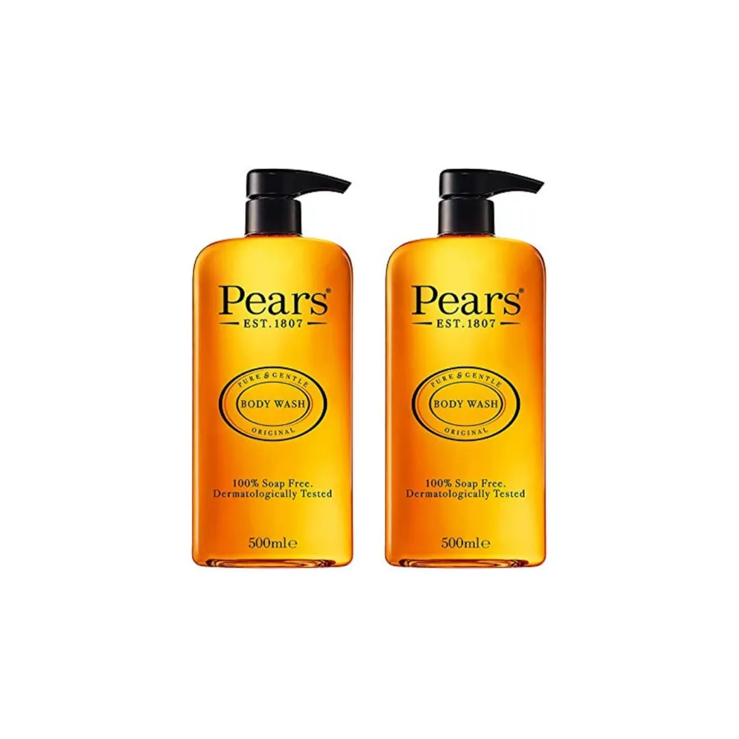 Pears Pure & Gentle Shower Gel with Glycerine & Natural Oils 500ml (Pack of 2) – Hydrating & Moisturizing Body Wash