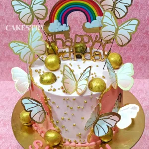 Pink Butterfly Rainbow 2kg Cake