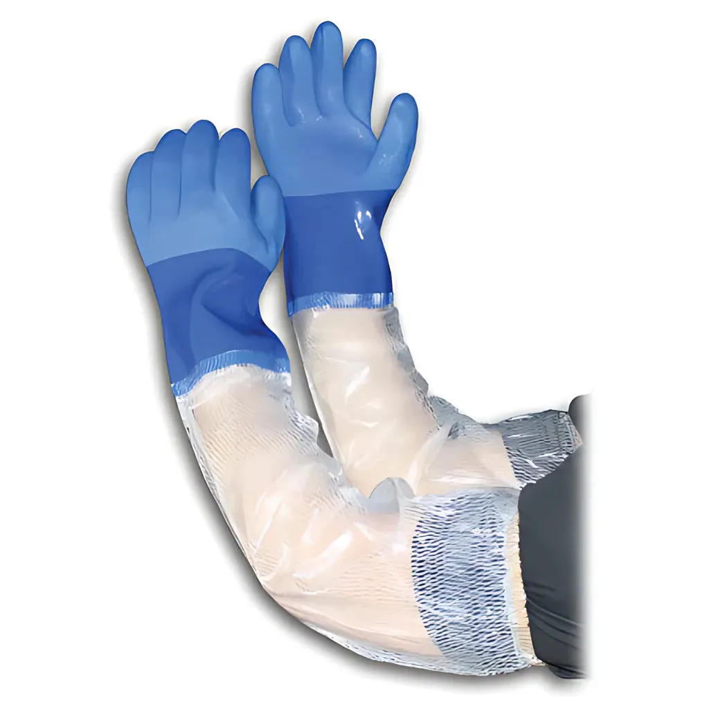 PIP 58-8657/M Oil Resistant PVC Glove with Seamless Liner and Rough Coating - 25" Extended PVC Sleeve