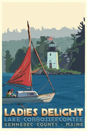 Sailing Ladies Delight Art Print 24" x 36" Travel Poster By Alan Claude - Maine