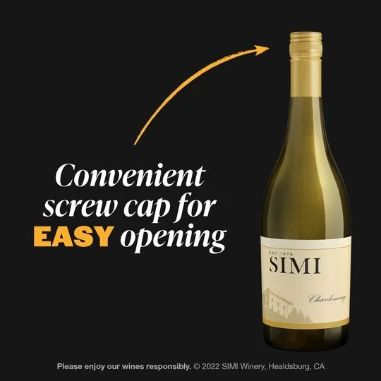 SIMI California Chardonnay White Wine, 750 ml Bottle, 13.5% ABV