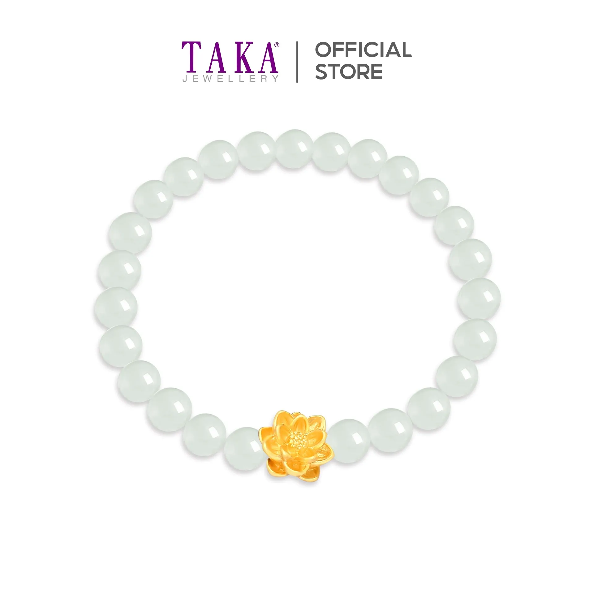 TAKA Jewellery 999 Pure Gold Flower Charm with Beads Bracelet