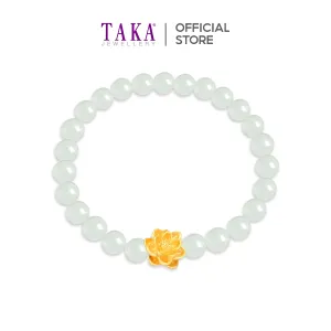 TAKA Jewellery 999 Pure Gold Flower Charm with Beads Bracelet