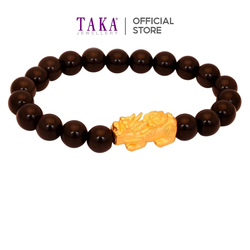 TAKA Jewellery 999 Pure Gold Pixiu with Beads Bracelet