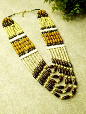 Three-Tone Wooden Beads Necklace