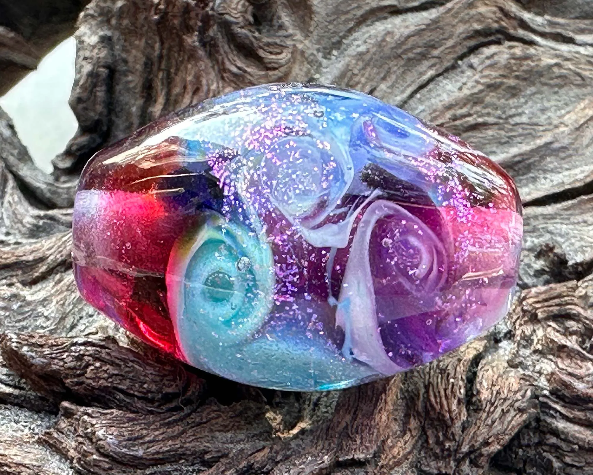 Unicorn Kisses Pink Lampwork Focal Bead SRA