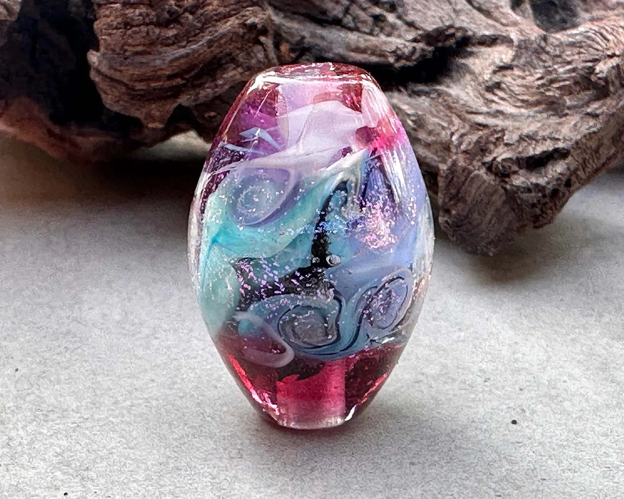 Unicorn Kisses Pink Lampwork Focal Bead SRA