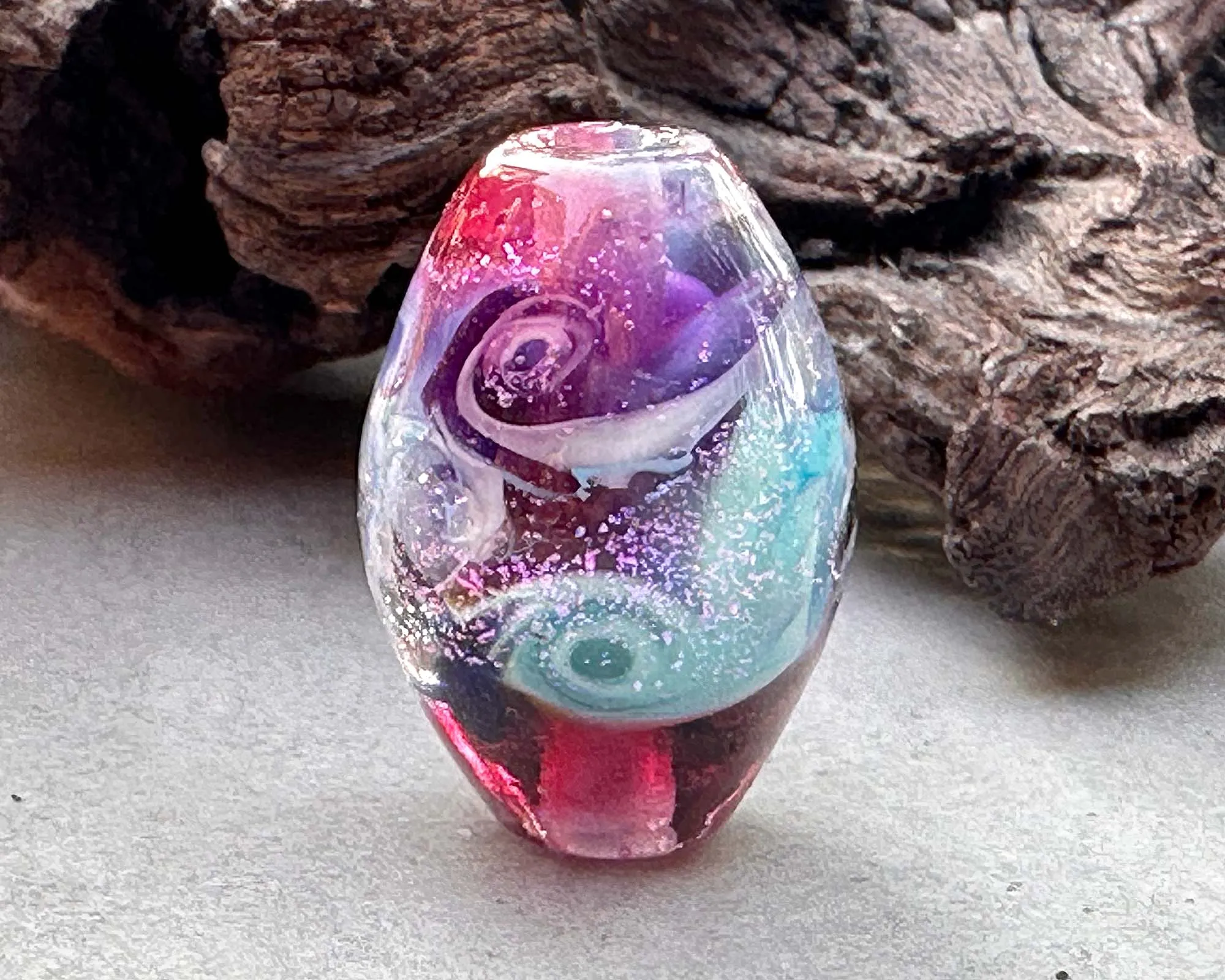 Unicorn Kisses Pink Lampwork Focal Bead SRA