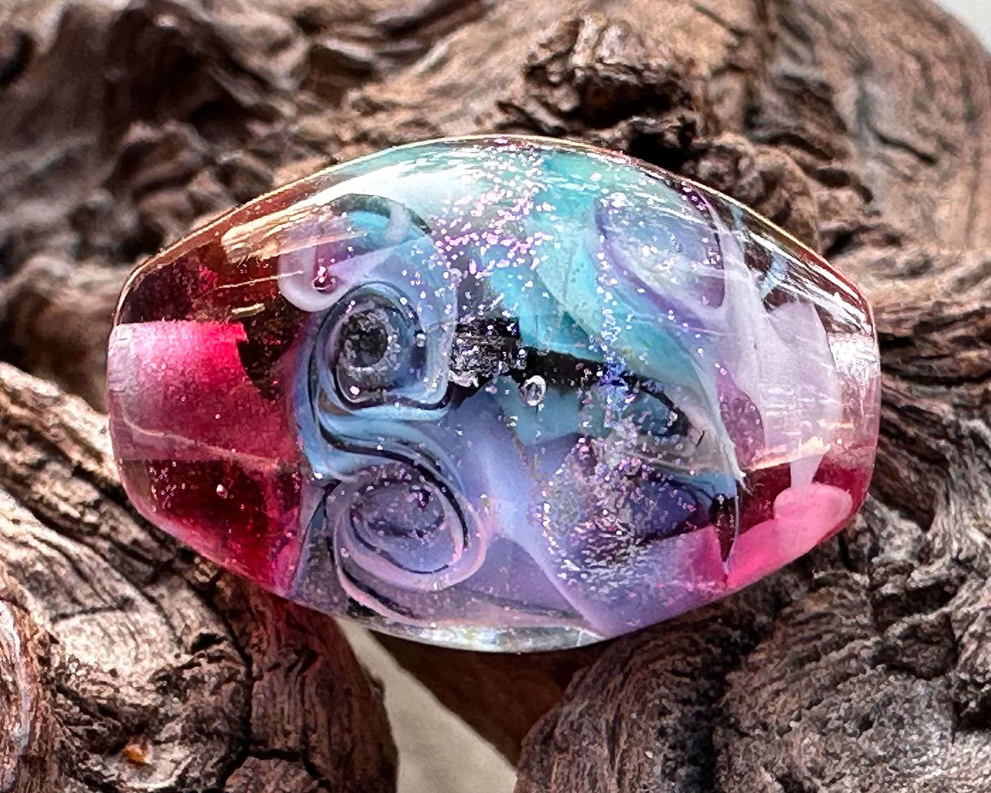 Unicorn Kisses Pink Lampwork Focal Bead SRA