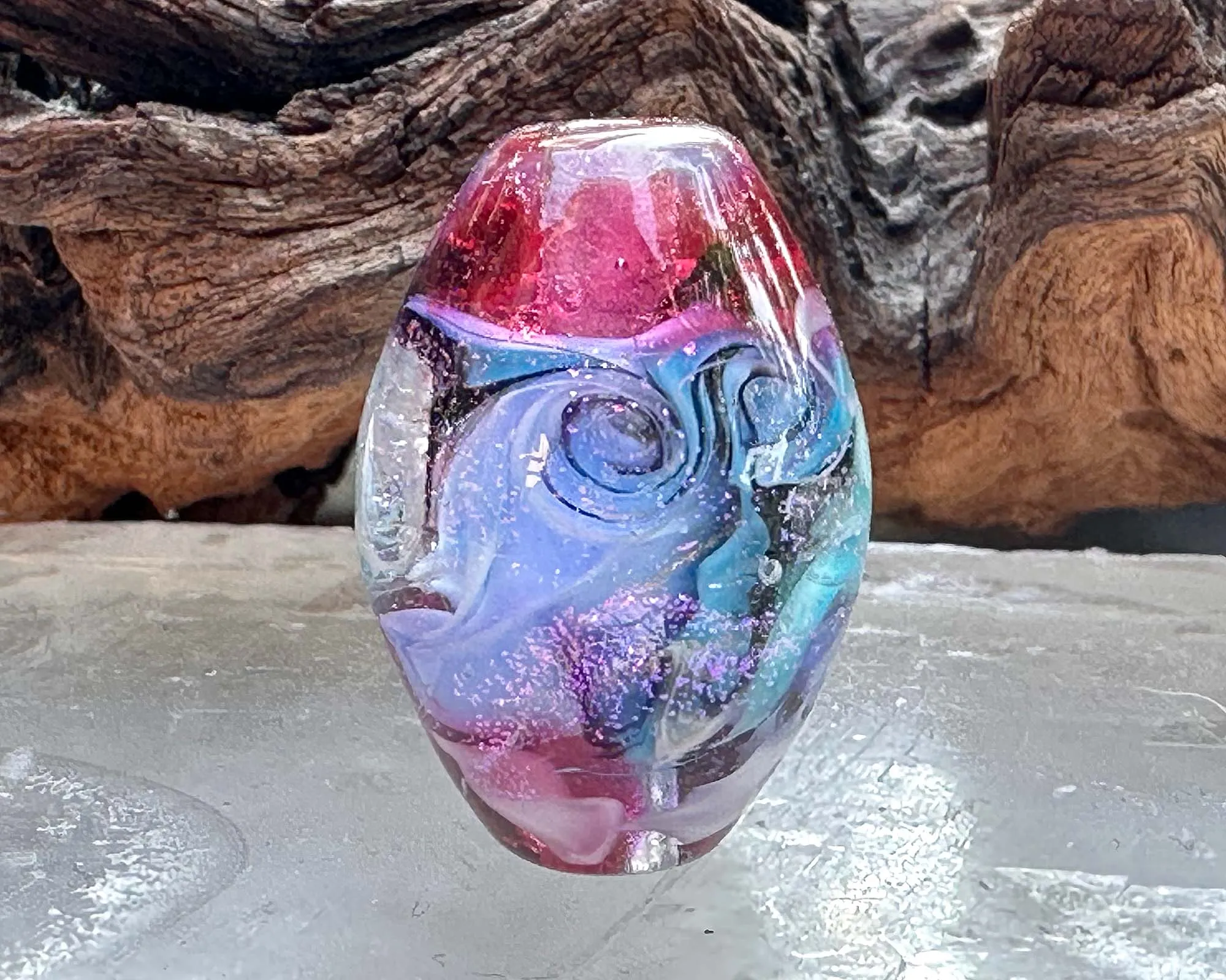 Unicorn Kisses Pink Lampwork Focal Bead SRA