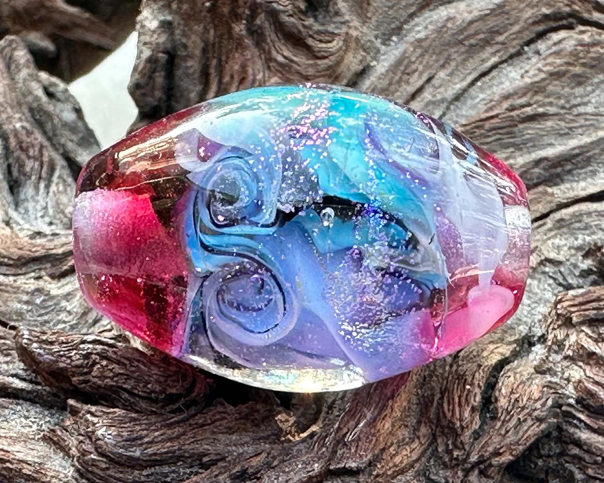 Unicorn Kisses Pink Lampwork Focal Bead SRA